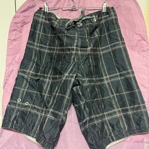 Mossimo Men's Black Plaid Board Shorts